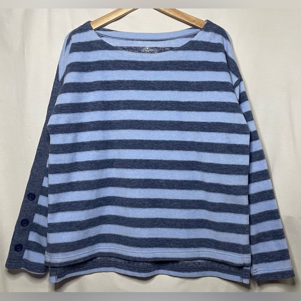 St. John's Bay Active Blue Striped Fleece Women's Pullover Size L